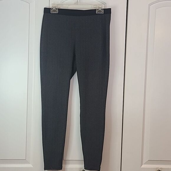 Eileen Fisher Pull On Herringbone Black & Gray Slim Leg Trouser Leggings Size PS - Picture 2 of 10